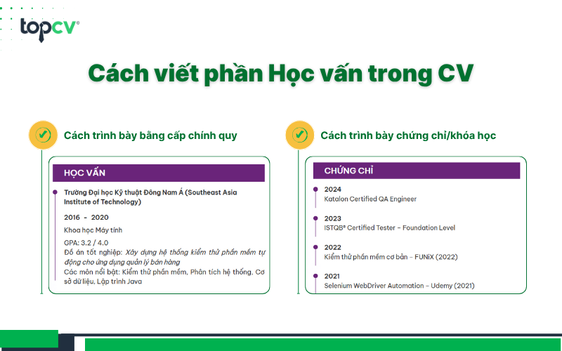 Cách viết phần Học vấn trong CV